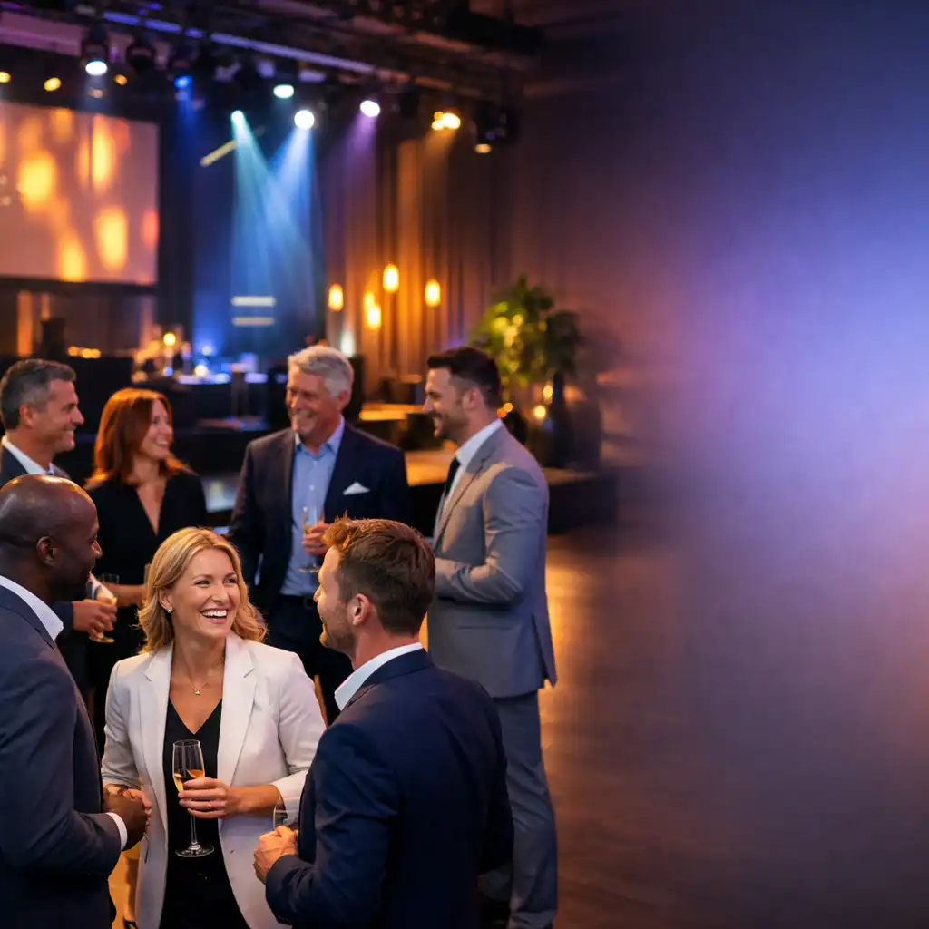 Event firmowy z networkingiem i oświetleniem scenicznym
